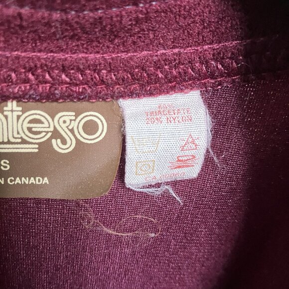 Vintage Montego Bathrobe Dressing Gown Robe 70s 90s Burgundy Retro - Picture 4 of 7